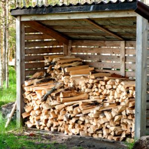 Wooden shed with Firewood in it